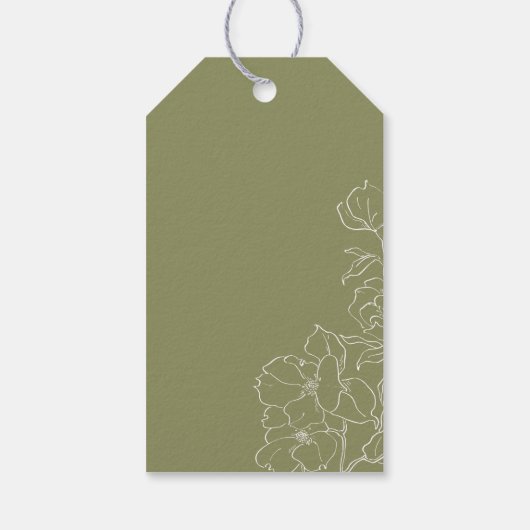 エレガント手描きフローラセージ緑感謝していい ギフトタグ (裏面)