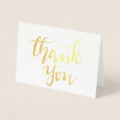 エレガント手書きの原稿の結婚式ありがとう 箔カード (正面)