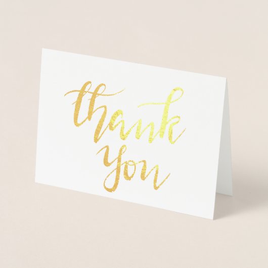 エレガント手書きの原稿の結婚式ありがとう 箔カード (正面)
