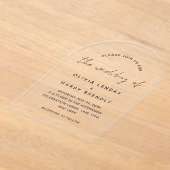 エレガント手書きスクリプトのミニマル結婚リスト アクリル招待状 (レイダウン)