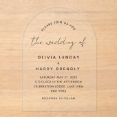 エレガント手書きスクリプトのミニマル結婚リスト アクリル招待状 (正面)