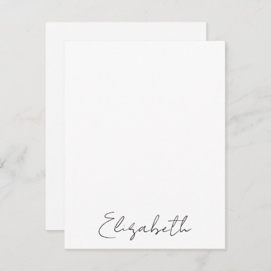エレガント手書きパーソナライズされたスクリプト名 ノートカード (正面/裏面)
