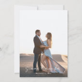 エレガント手書きモダンフォント写真の結婚 招待状 (裏面)