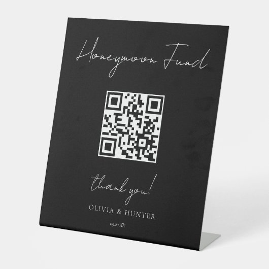 エレガント手書き結婚のハネムーン基金サイン 台座サイン (正面)