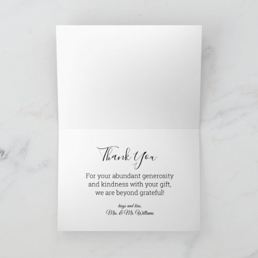 エレガント手書き4枚の写真結婚コラージュ サンキューカード (内部)