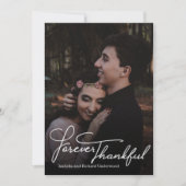 エレガント手書タイポグラフィ結婚は感謝していお前 サンキューカード (正面)