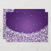 エレガント披露宴スタースパルクルパープル 招待状 (正面/裏面)