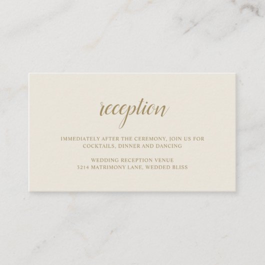 エレガント披露宴中性金ゴールドアイボリー結婚ズ エンクロージャーカード (正面)