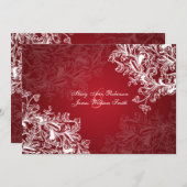 エレガント披露宴星ヴィンテージ渦巻き赤 招待状 (正面/裏面)