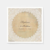 エレガント披露宴素朴デコーヴィンテージレースNウッド スタンダードカクテルナプキン (正面)