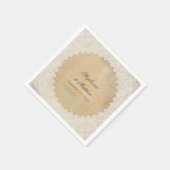 エレガント披露宴素朴デコーヴィンテージレースNウッド スタンダードカクテルナプキン (角)