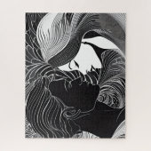 エレガント抱擁：白黒のラブストーリー ジグソーパズル (縦)