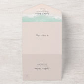 エレガント抽象芸術きらめく海ビーチ結婚式 オールインワン招待状 (外側)