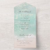 エレガント抽象芸術きらめく海ビーチ結婚式 オールインワン招待状 (内側)