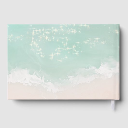 エレガント抽象芸術きらめく海ビーチ結婚式 ゲストブック (裏面)