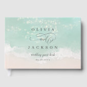 エレガント抽象芸術きらめく海ビーチ結婚式 ゲストブック (正面)