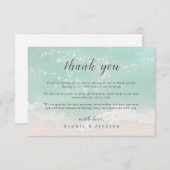 エレガント抽象芸術きらめく海ビーチ結婚式 サンキューカード (正面/裏面)