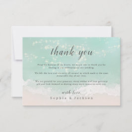 エレガント抽象芸術きらめく海ビーチ結婚式 サンキューカード