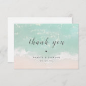 エレガント抽象芸術きらめく海ビーチ結婚式 サンキューカード (正面/裏面)
