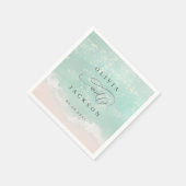 エレガント抽象芸術きらめく海ビーチ結婚式 スタンダードカクテルナプキン (角)