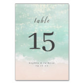 エレガント抽象芸術きらめく海ビーチ結婚式 テーブルナンバー (裏面)