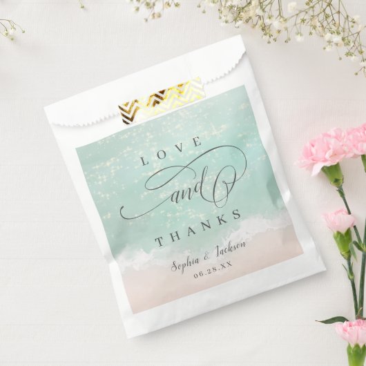 エレガント抽象芸術きらめく海ビーチ結婚式 フェイバーバッグ (封をした状態)