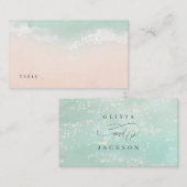 エレガント抽象芸術きらめく海ビーチ結婚式 プレイスカード (正面/裏面)