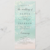 エレガント抽象芸術きらめく海ビーチ結婚式 プログラム (正面)