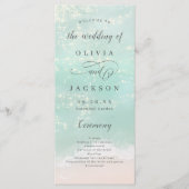 エレガント抽象芸術きらめく海ビーチ結婚式 プログラム (正面)