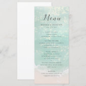 エレガント抽象芸術きらめく海ビーチ結婚式 メニュー (正面/裏面)