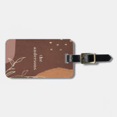 エレガント抽象芸術さび茶色のオレンジ色の葉の葉 ラゲッジタグ (正面横)