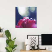 エレガント抽象芸術の水滴がピンクの花の花びら ポスター (ホームオフィス)