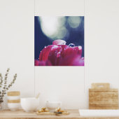 エレガント抽象芸術の水滴がピンクの花の花びら ポスター (キッチン)