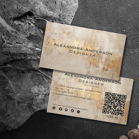 エレガント抽象芸術アイボリー金ゴールドのグリッタリープロフェッショナル 名刺