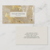 エレガント抽象芸術アイボリー金ゴールド瑪瑙 名刺 (正面/裏面)