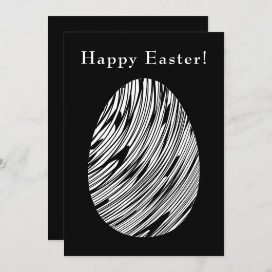 エレガント抽象芸術アモダンート卵白黒イースター シーズンカード (正面/裏面)