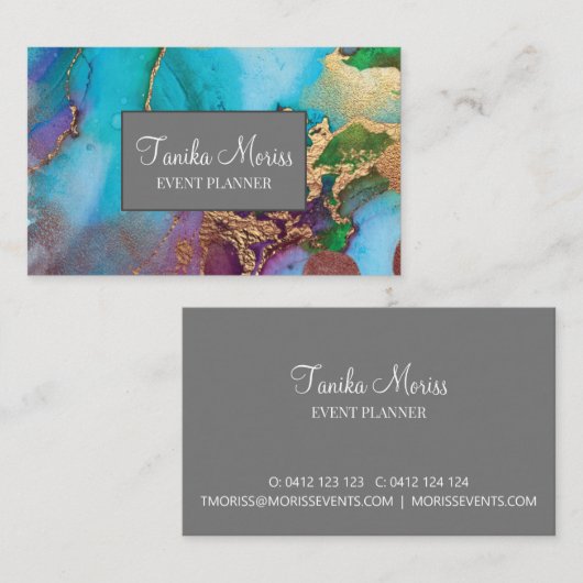 エレガント抽象芸術アートと金ゴールド詳細 名刺 (正面/裏面)