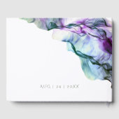 エレガント抽象芸術インジゴティール（緑がかった色）インク渦巻き ゲストブック (裏面)