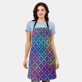 エレガント抽象芸術カラフルフローラ円パターン エプロン (着用した状態)