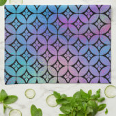 エレガント抽象芸術カラフルフローラ円パターン キッチンタオル (折り畳み)