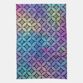 エレガント抽象芸術カラフルフローラ円パターン キッチンタオル (縦)