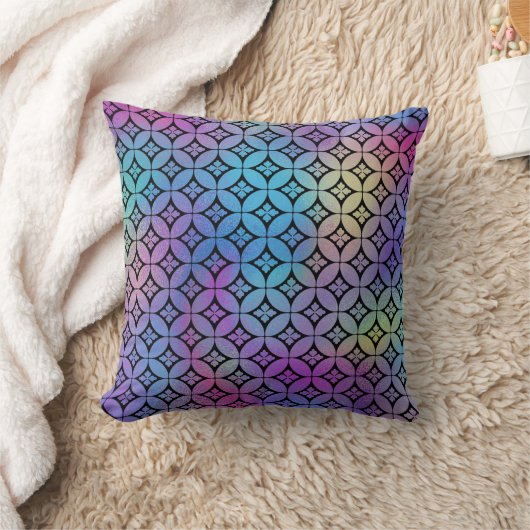 エレガント抽象芸術カラフルフローラ円パターン クッション (ブランケット)