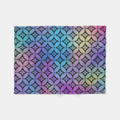 エレガント抽象芸術カラフルフローラ円パターン フリースブランケット (正面(横))