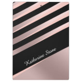 エレガント抽象芸術ガーリーバラ金ゴールド、黒とピンク クリップボード (裏面)