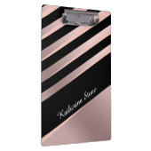 エレガント抽象芸術ガーリーバラ金ゴールド、黒とピンク クリップボード (右)