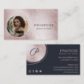 エレガント抽象芸術グラムバラ金ゴールドモノグラム写真 名刺 (正面/裏面)