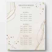 エレガント抽象芸術グリッターアイボリー金ゴールド価格サービス フォトプラーク (正面)