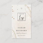 エレガント抽象芸術グリッターアイボリー金ゴールド価格ラベルロゴ 名刺 (正面)