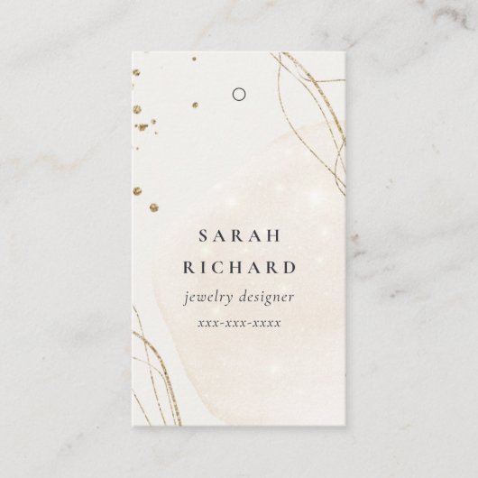 エレガント抽象芸術グリッターアイボリー金ゴールド価格ラベル名 名刺 (正面)