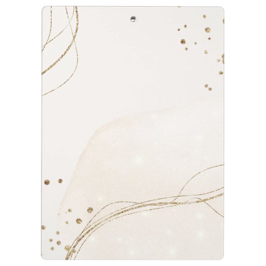エレガント抽象芸術グリッターアイボリー金ゴールド水彩 クリップボード (裏面)